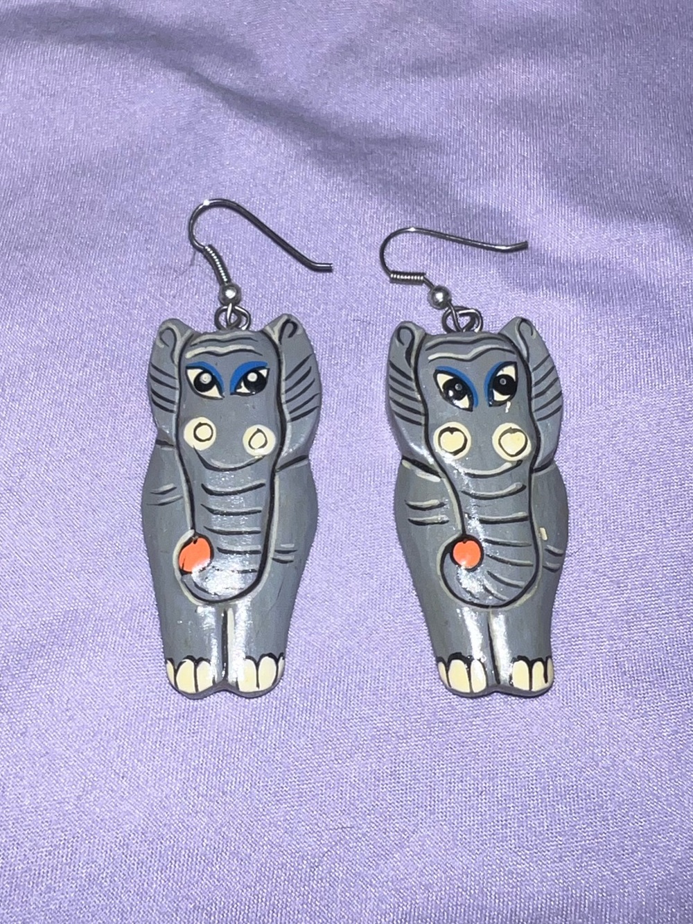 Vintage Wooden Elephant Earrings